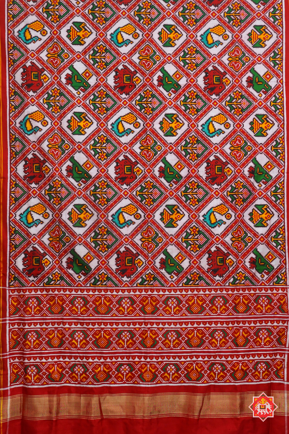 Patan patola treditional adtala design pallu design ghughroo pure double ikat patola saree