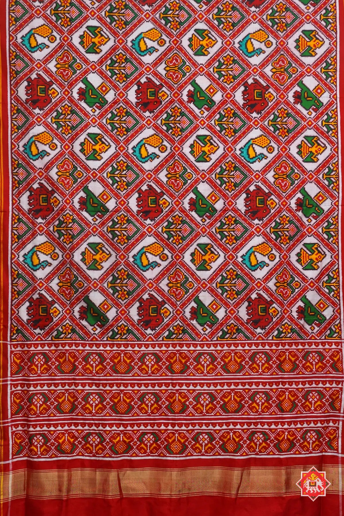 Patan patola treditional adtala design pallu design ghughroo pure double ikat patola saree