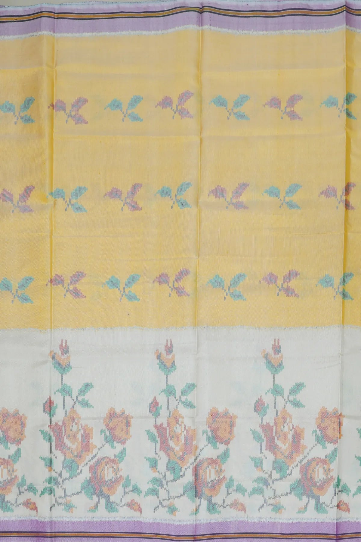 Masterpiece suct border with flower design pallu semi double ikat patola saree