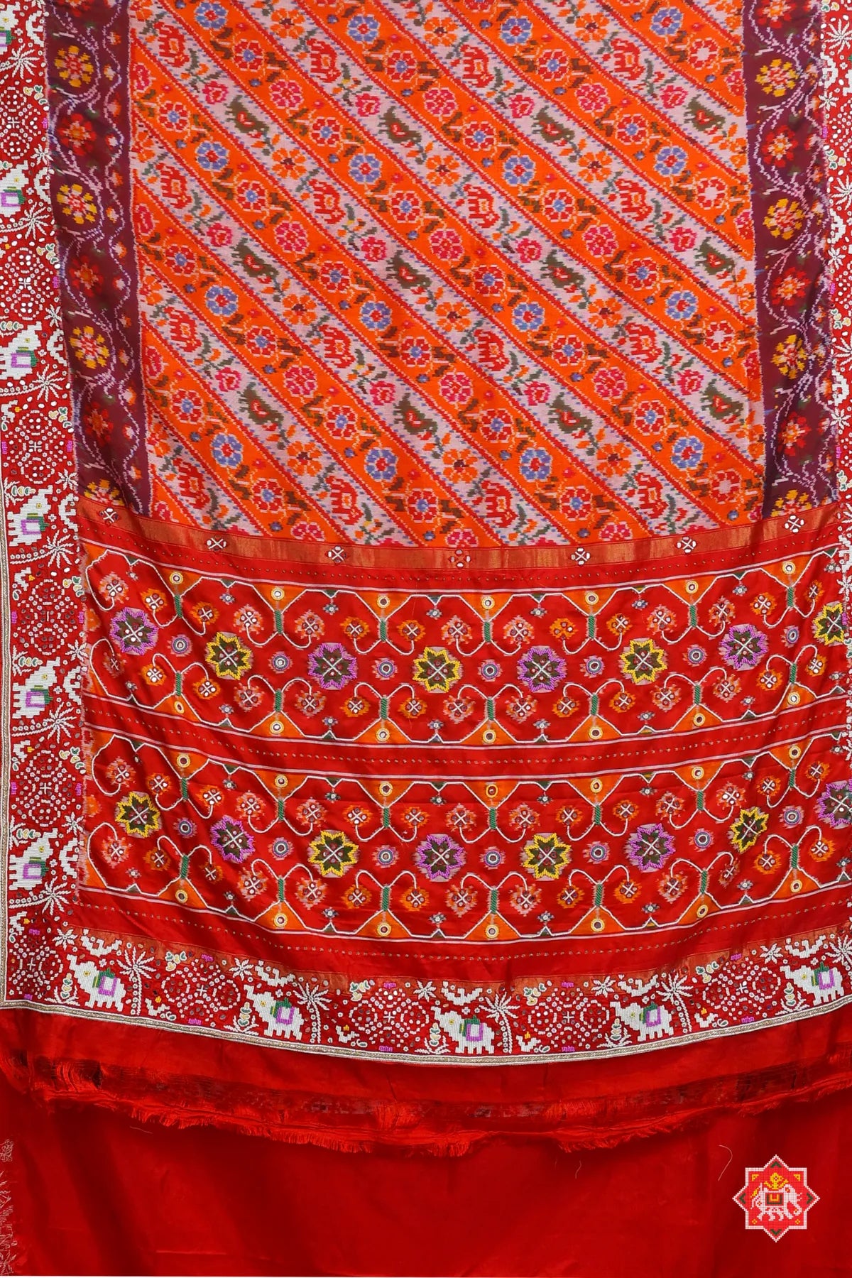 Classic lehariya design with border design hand moti work ( special navratri concept) hand work saree