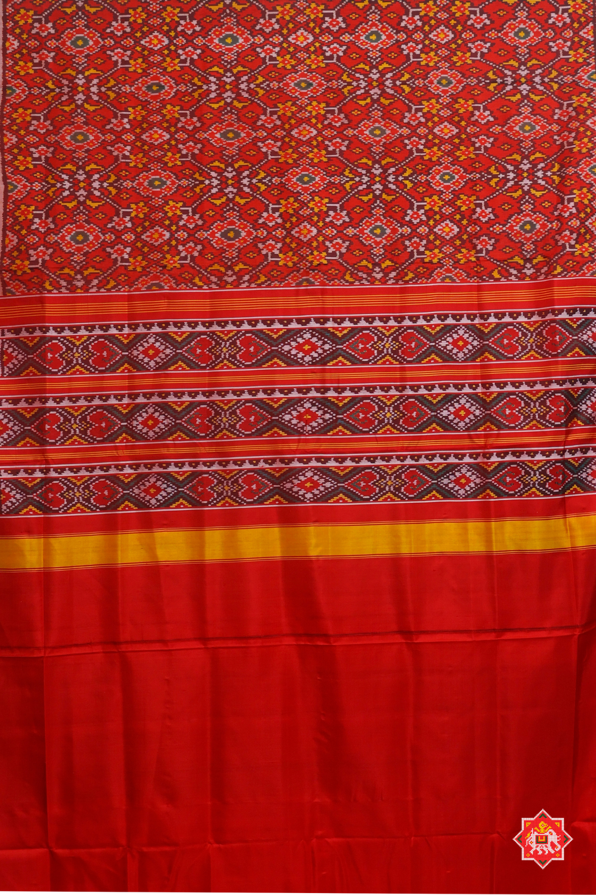 Navaratna design minakari work without tissue small border single ikat patola saree