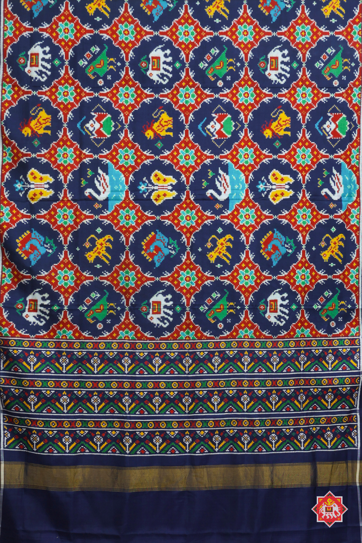 Patan patola small chabadi with motifs design pure double ikat patola saree