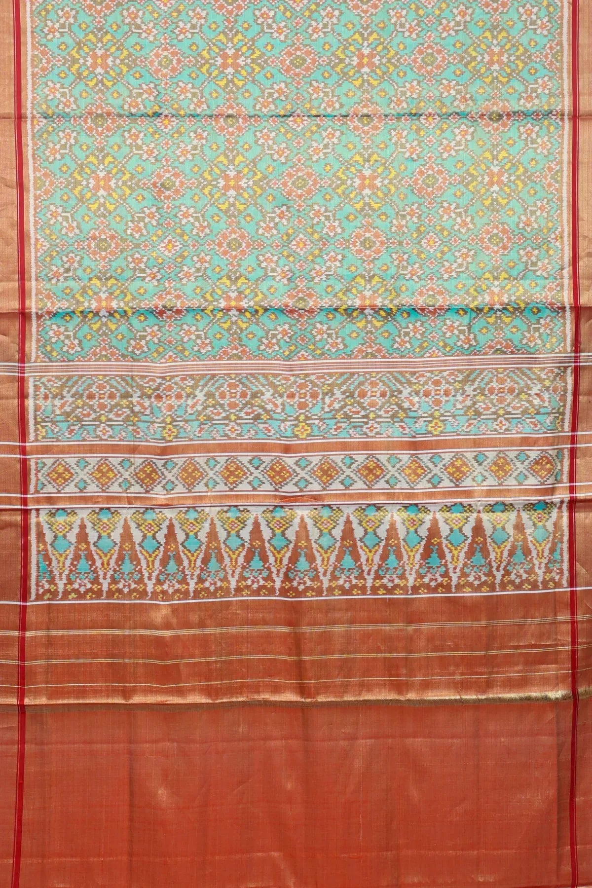 Navratna design with minakari work  tissue patola saree