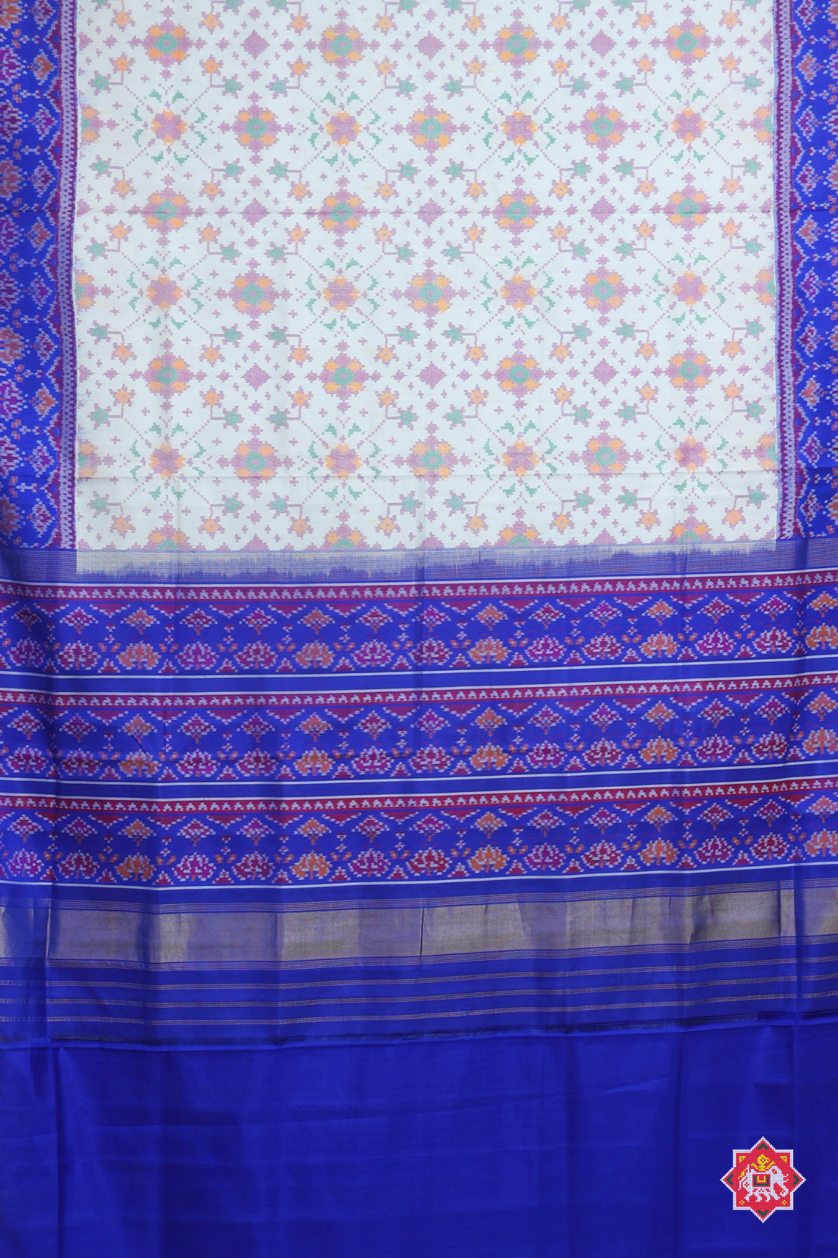 Navratna design with minakari work & border unique design semi double ikat patola saree