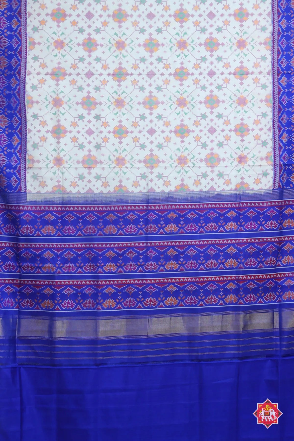 Navratna design with minakari work & border unique design semi double ikat patola saree