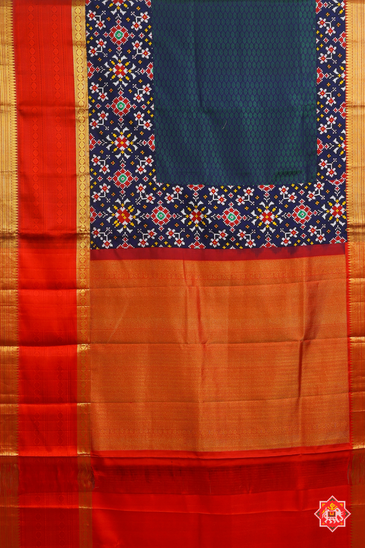 Masterpiece tissue kanchipuram with skirt border & navratna design patan patola saree