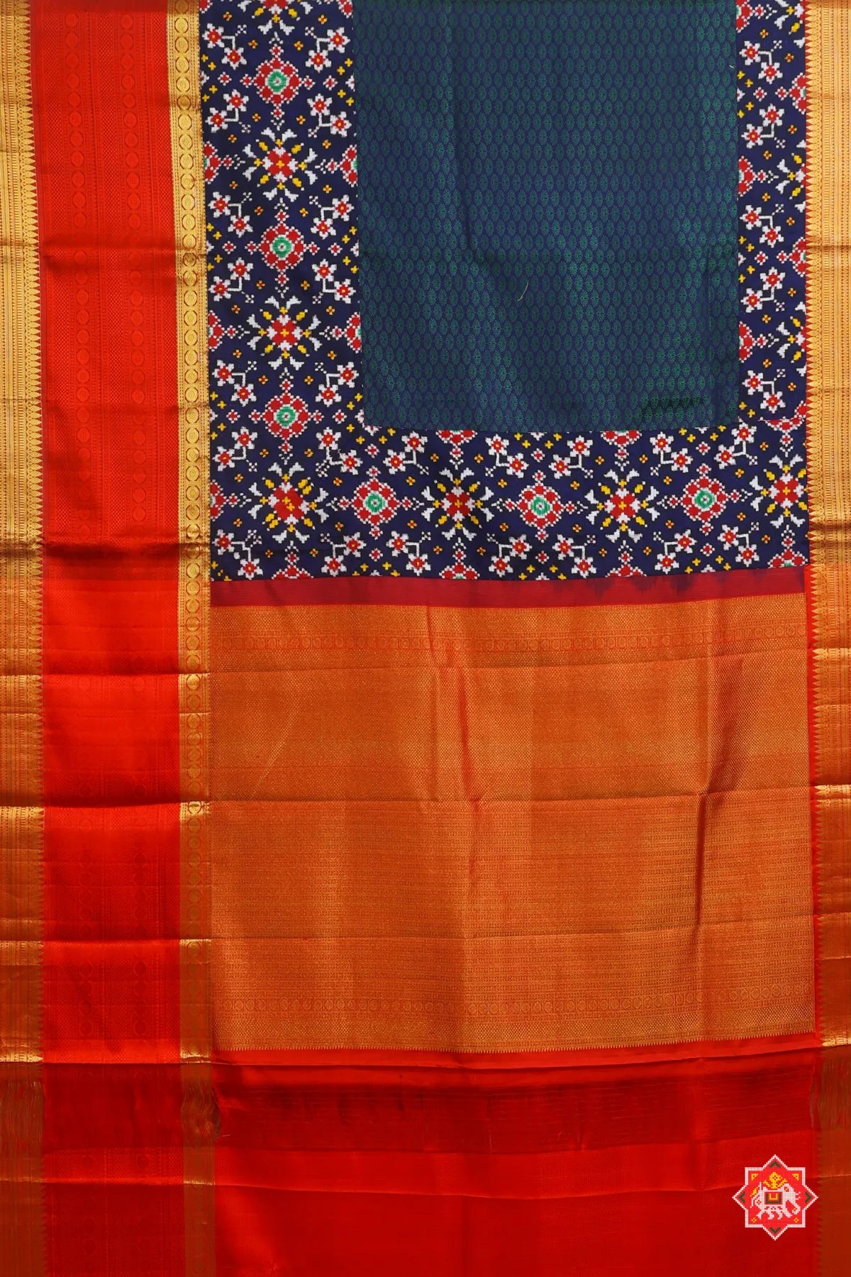 Masterpiece tissue kanchipuram with skirt border & navratna design patan patola saree