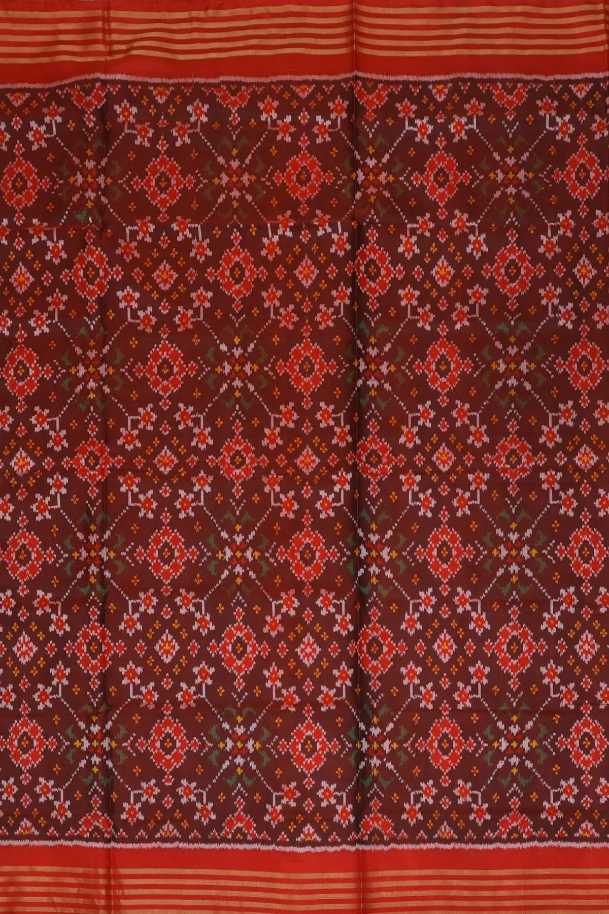 Traditional navratna design with minakari work  single ikat patola saree