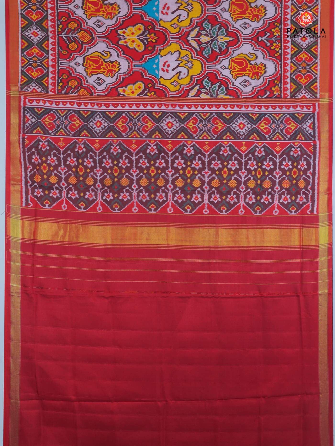 Big motifs with star designer twill patola saree