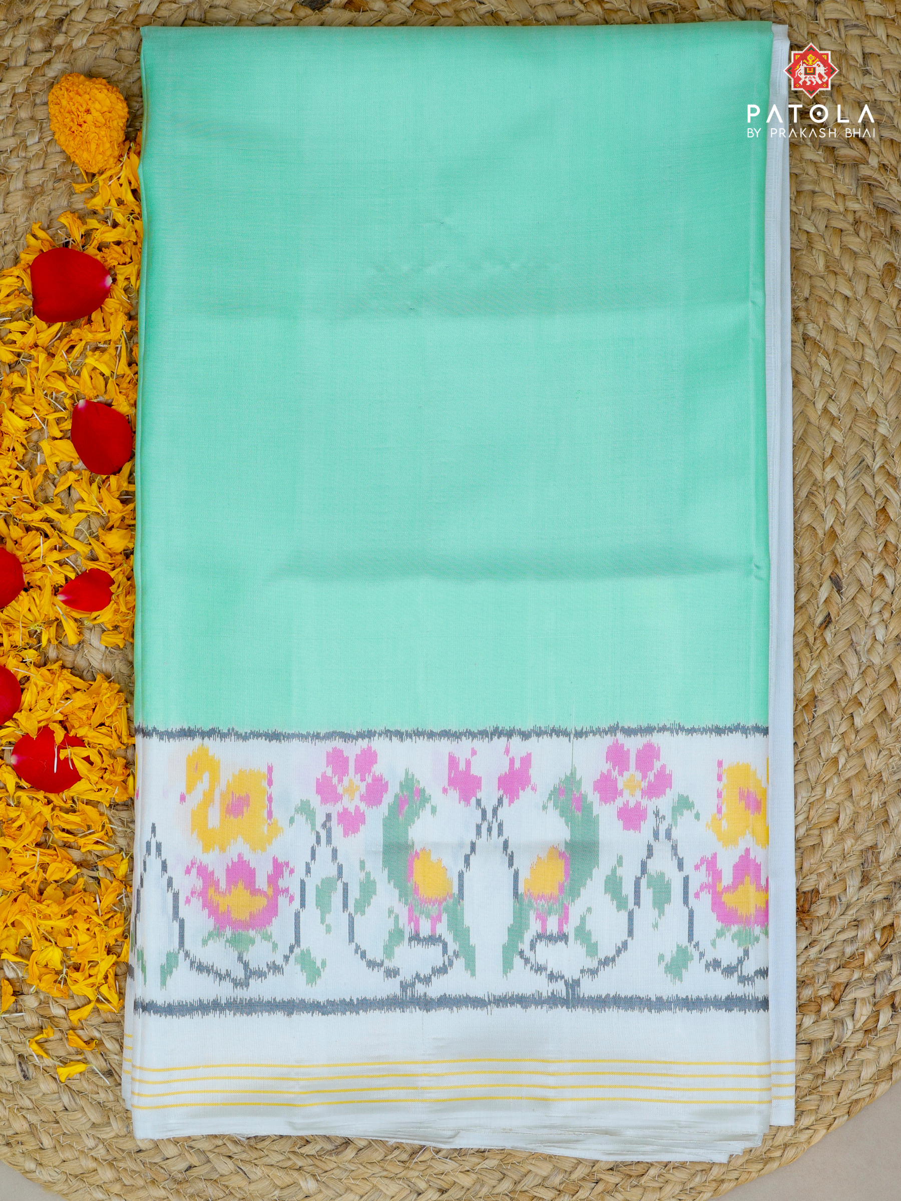 Plain patola saree with blouse patola design