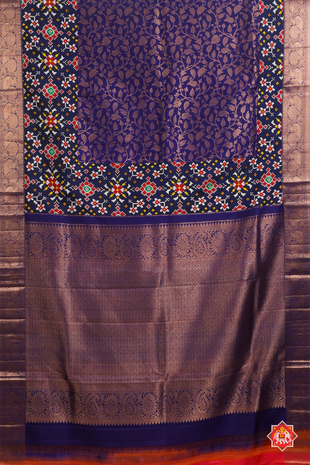 Masterpiece tissue kanchipuram with skirt border & navratna design patan patola saree