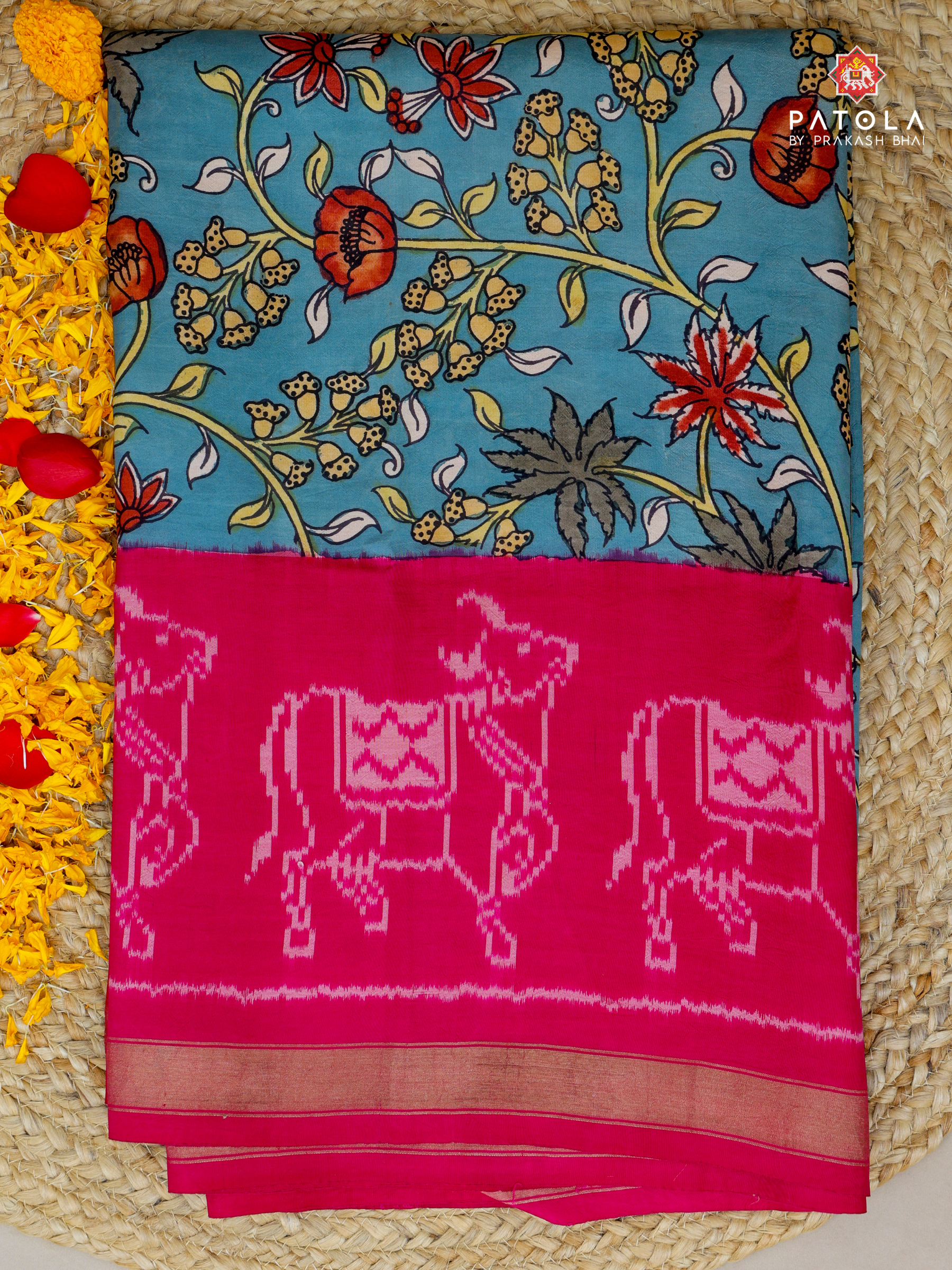 Masterpiece Patola Border pallu With pure traditional ( kalamkari) Saree