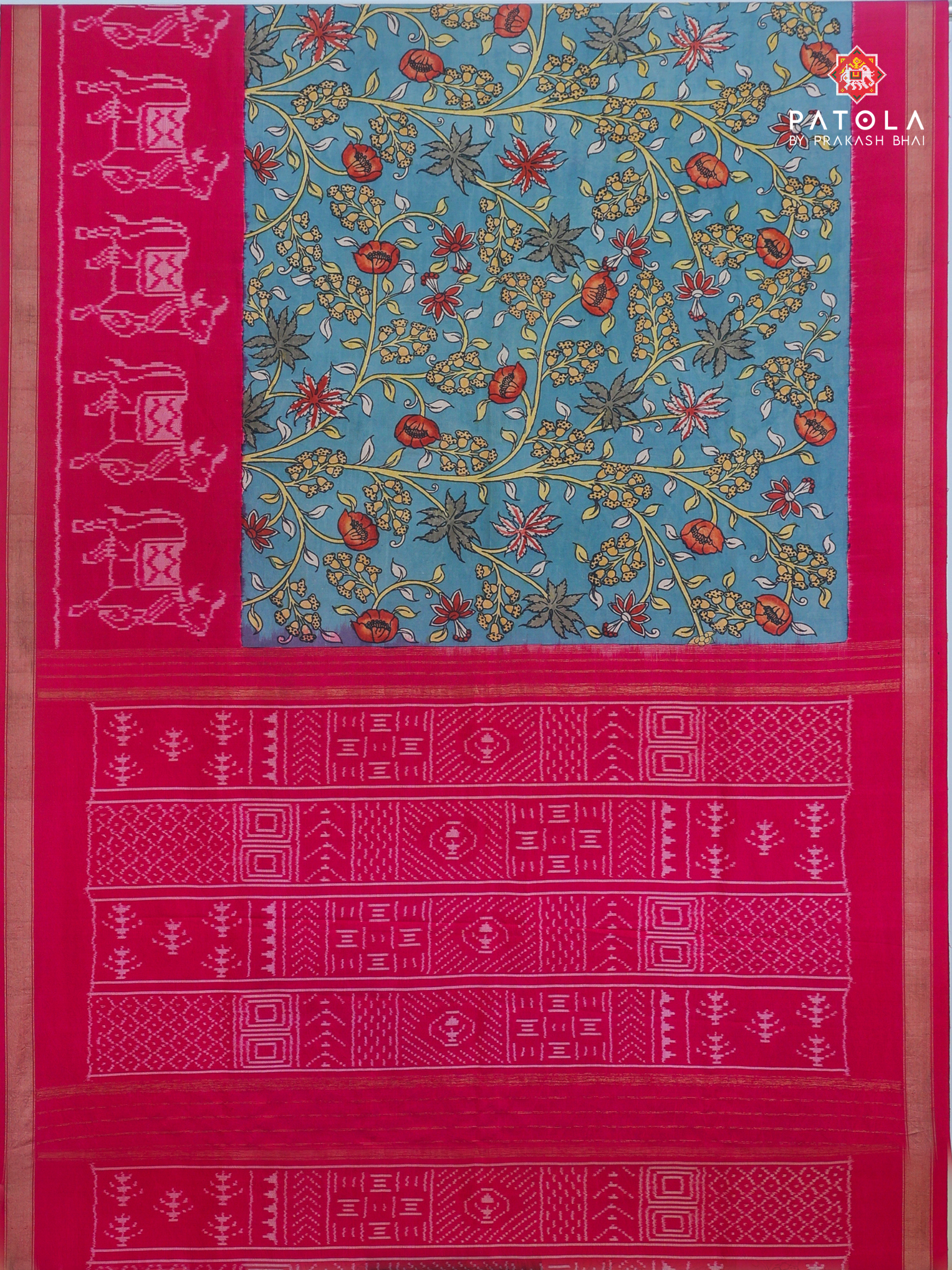 Masterpiece Patola Border pallu With pure traditional ( kalamkari) Saree
