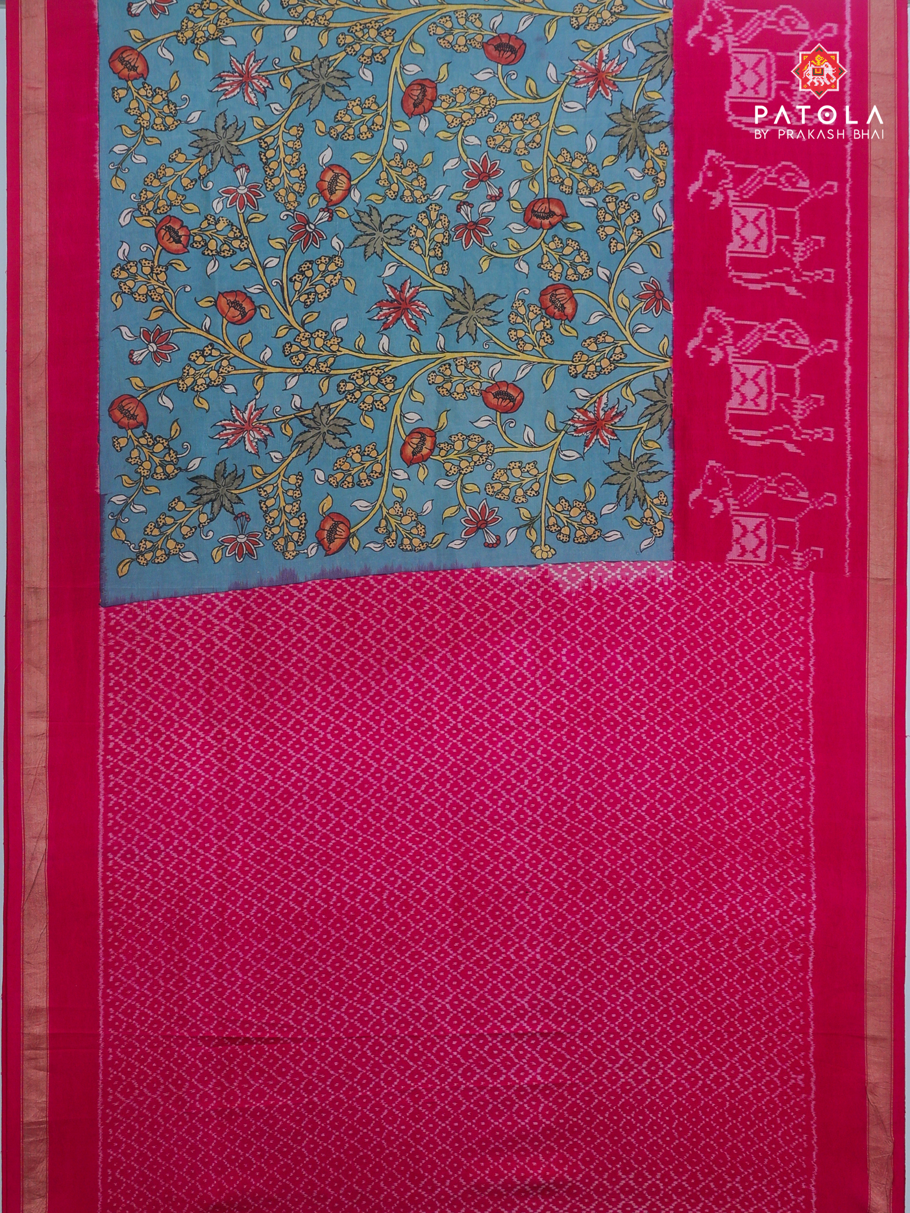 Masterpiece Patola Border pallu With pure traditional ( kalamkari) Saree