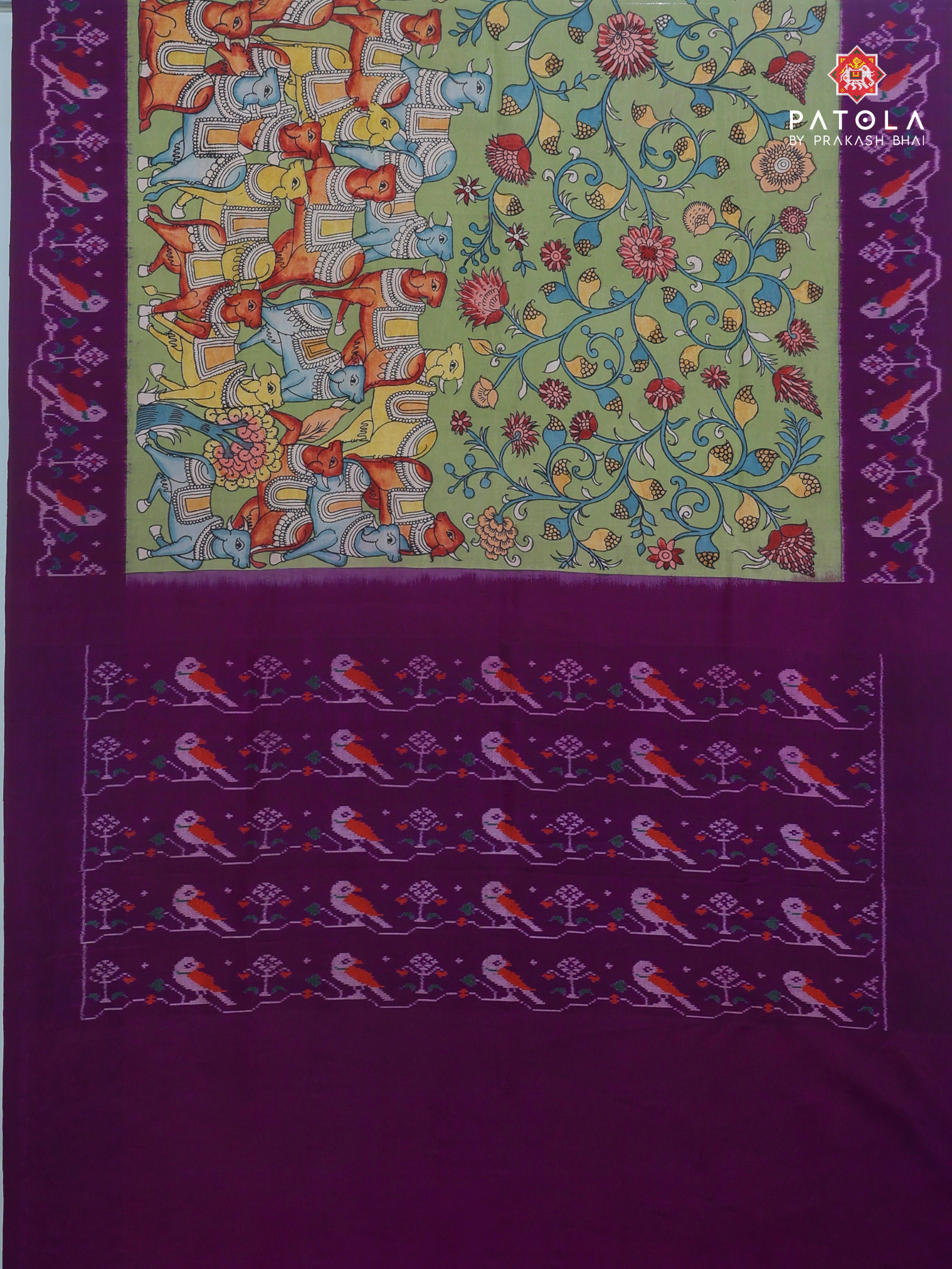 Masterpiece Patola Border pallu With pure traditional ( kalamkari) Saree