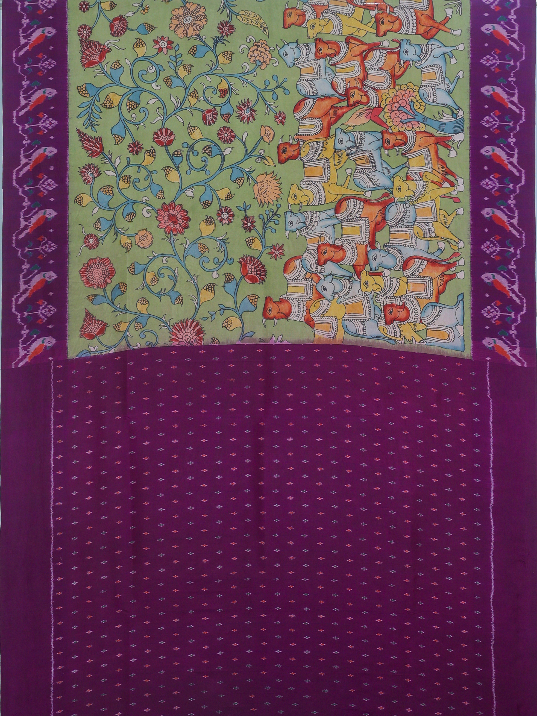 Masterpiece Patola Border pallu With pure traditional ( kalamkari) Saree