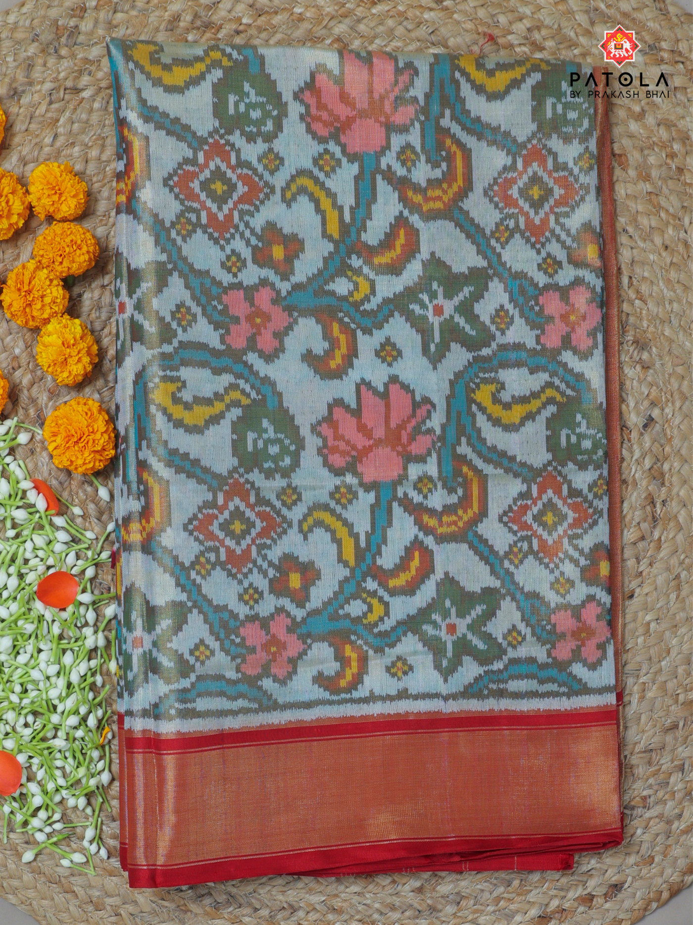 Master piece flowers vel designer tissue patola saree