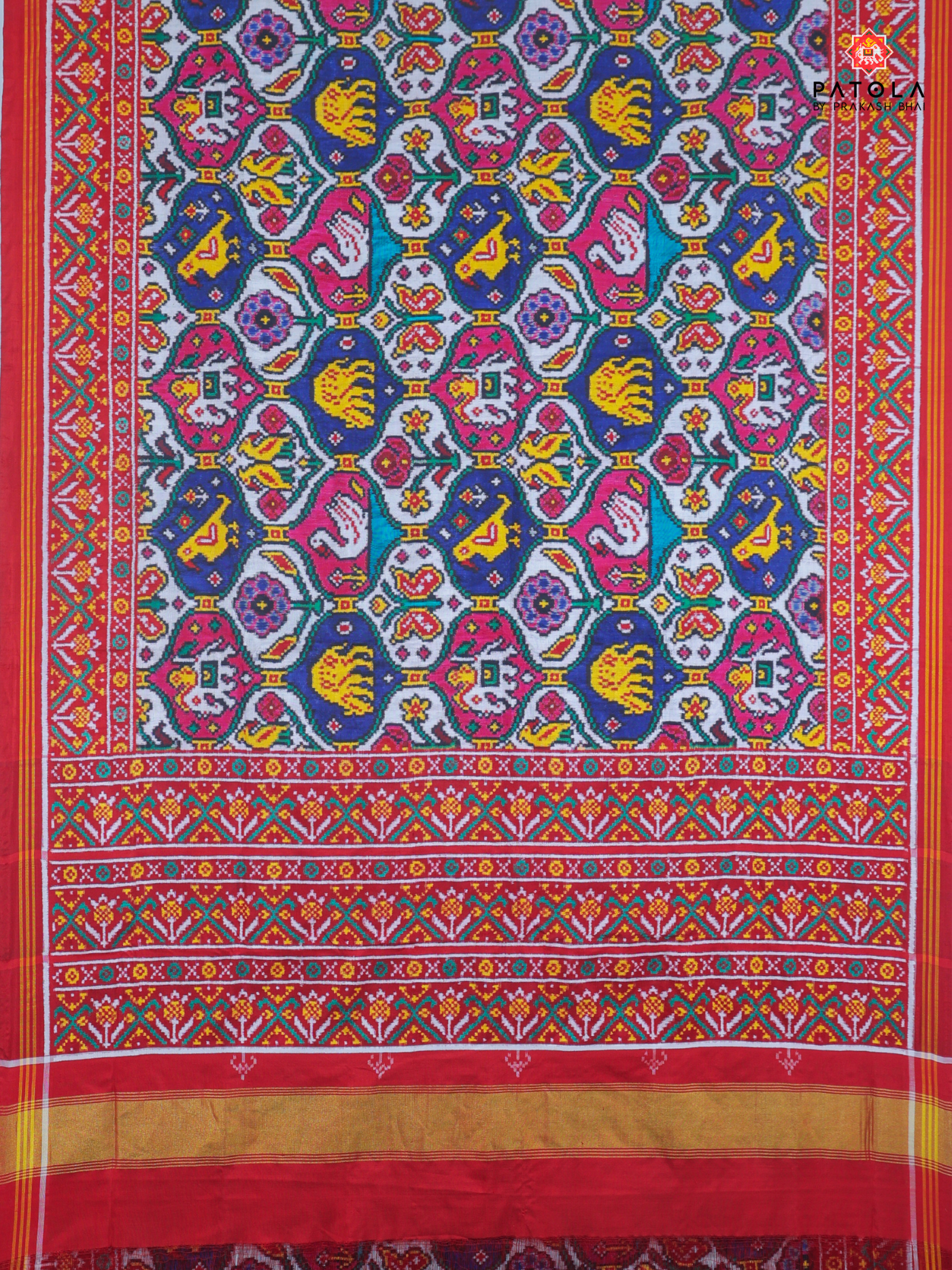 Five figures with chhabdi design pure double ikat patola saree