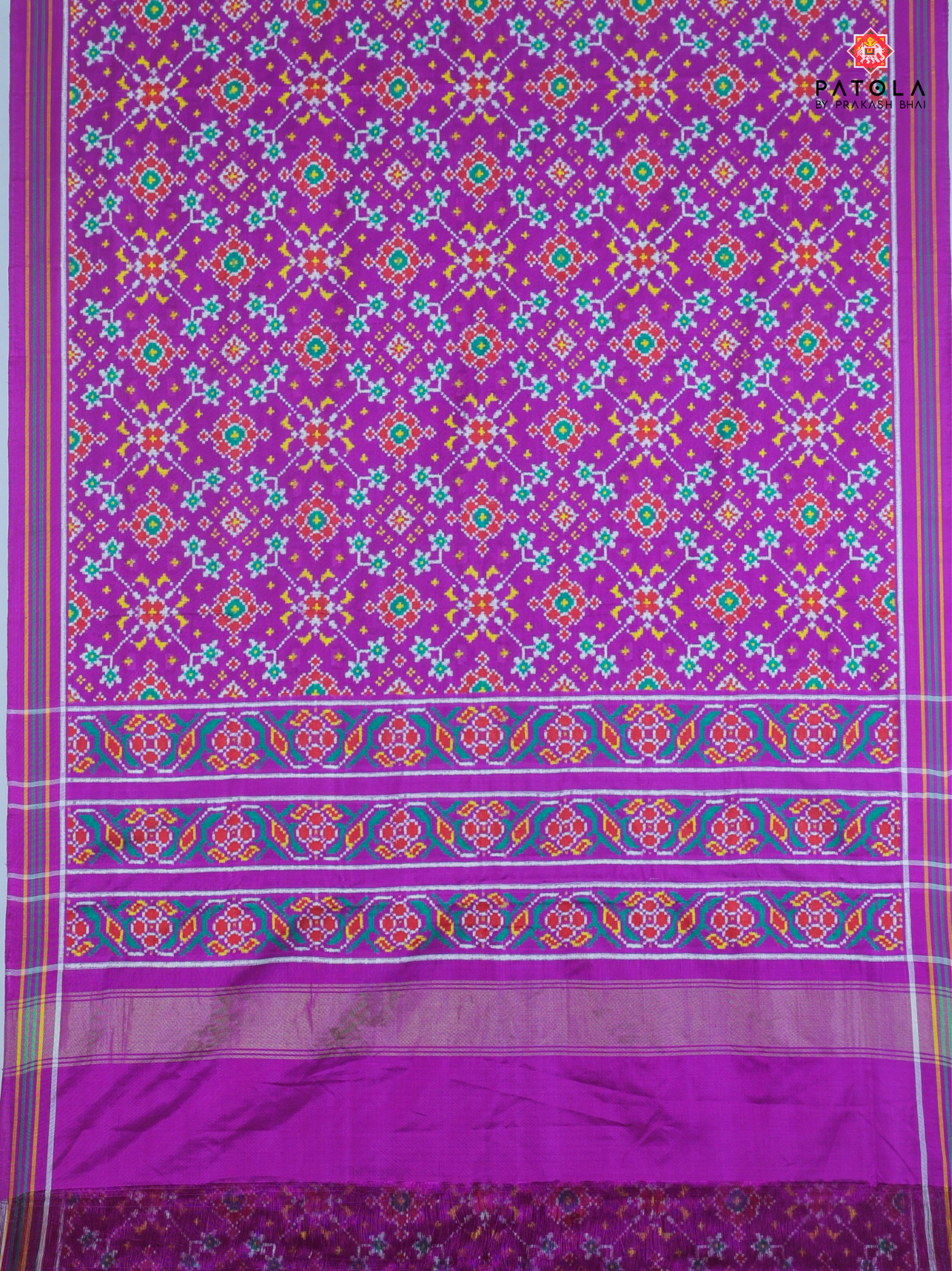 Purple  navratna design pure double ikat patola saree