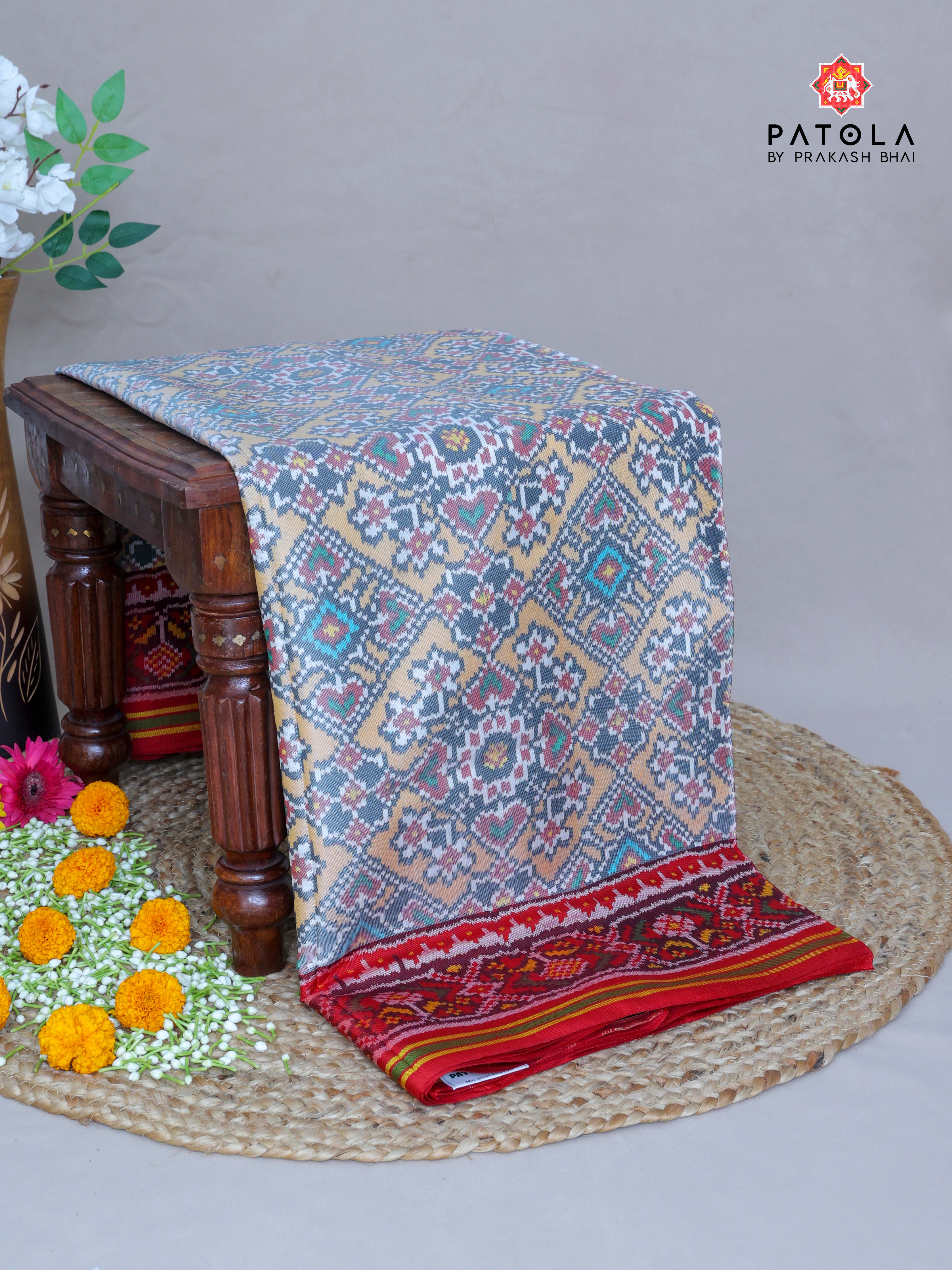 Navratna Panchanda Mix Designer Semi Double Ikat Patola Saree