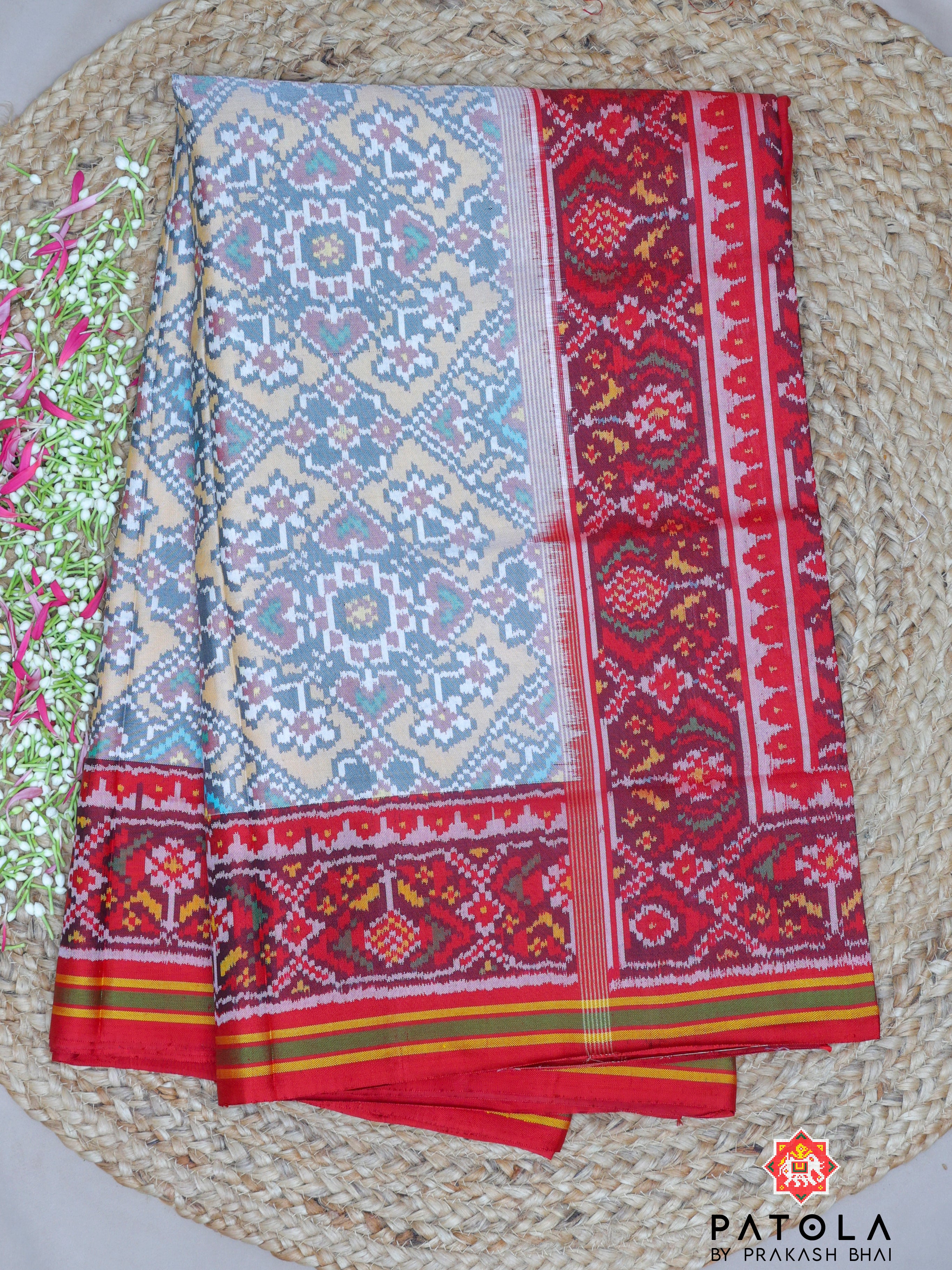 Navratna Panchanda Mix Designer Semi Double Ikat Patola Saree