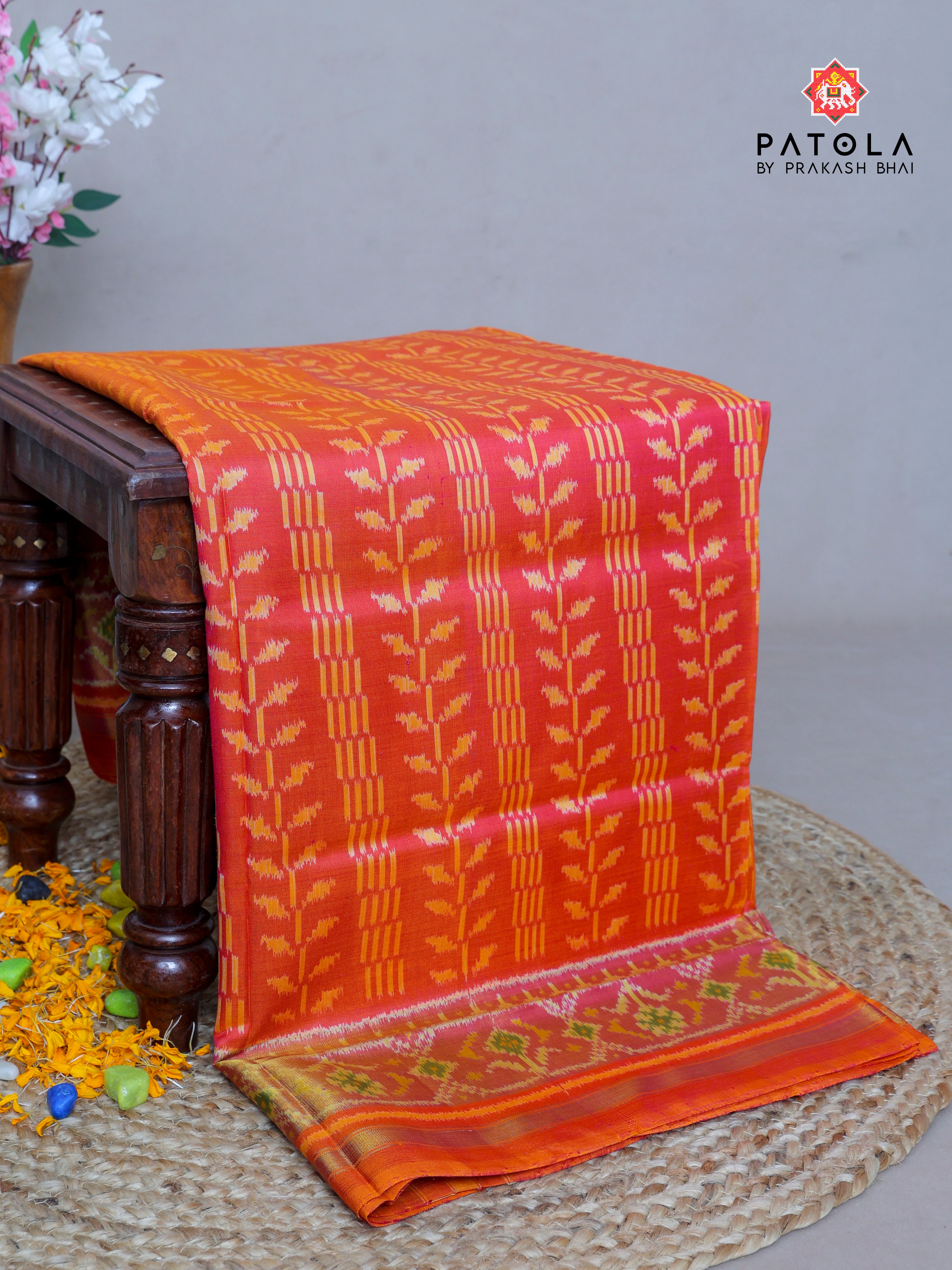 Ghughroo Border With Fency Design Single Ikat Patola Saree