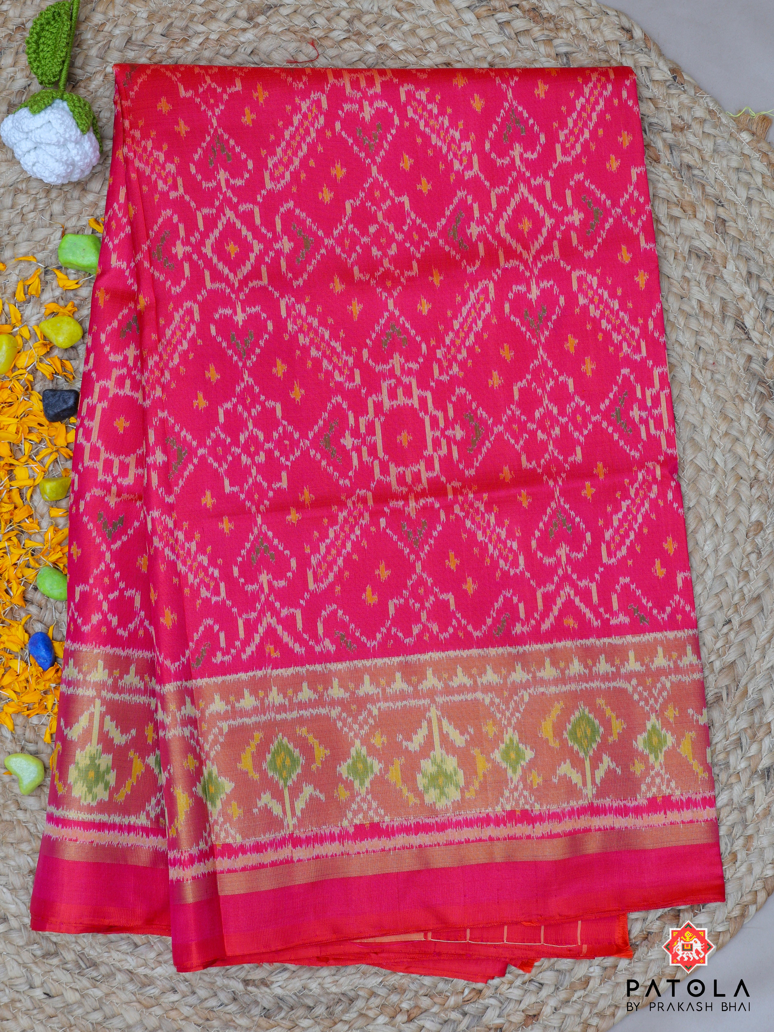 Pink Manek Chowk Panchanda Mix Design Single Ikat Patola Saree