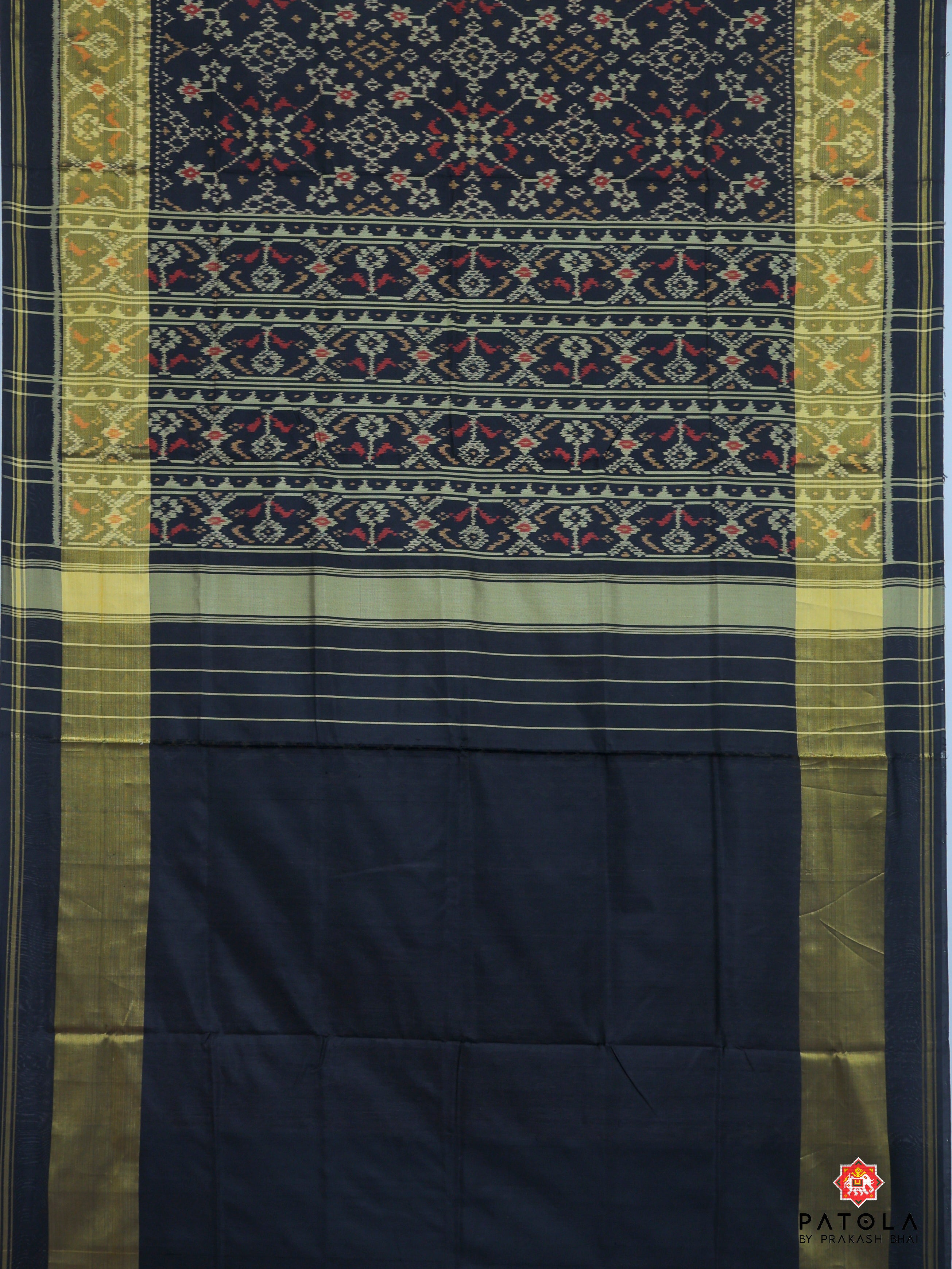 Black Navratna Designer Single Ikat Patola Saree