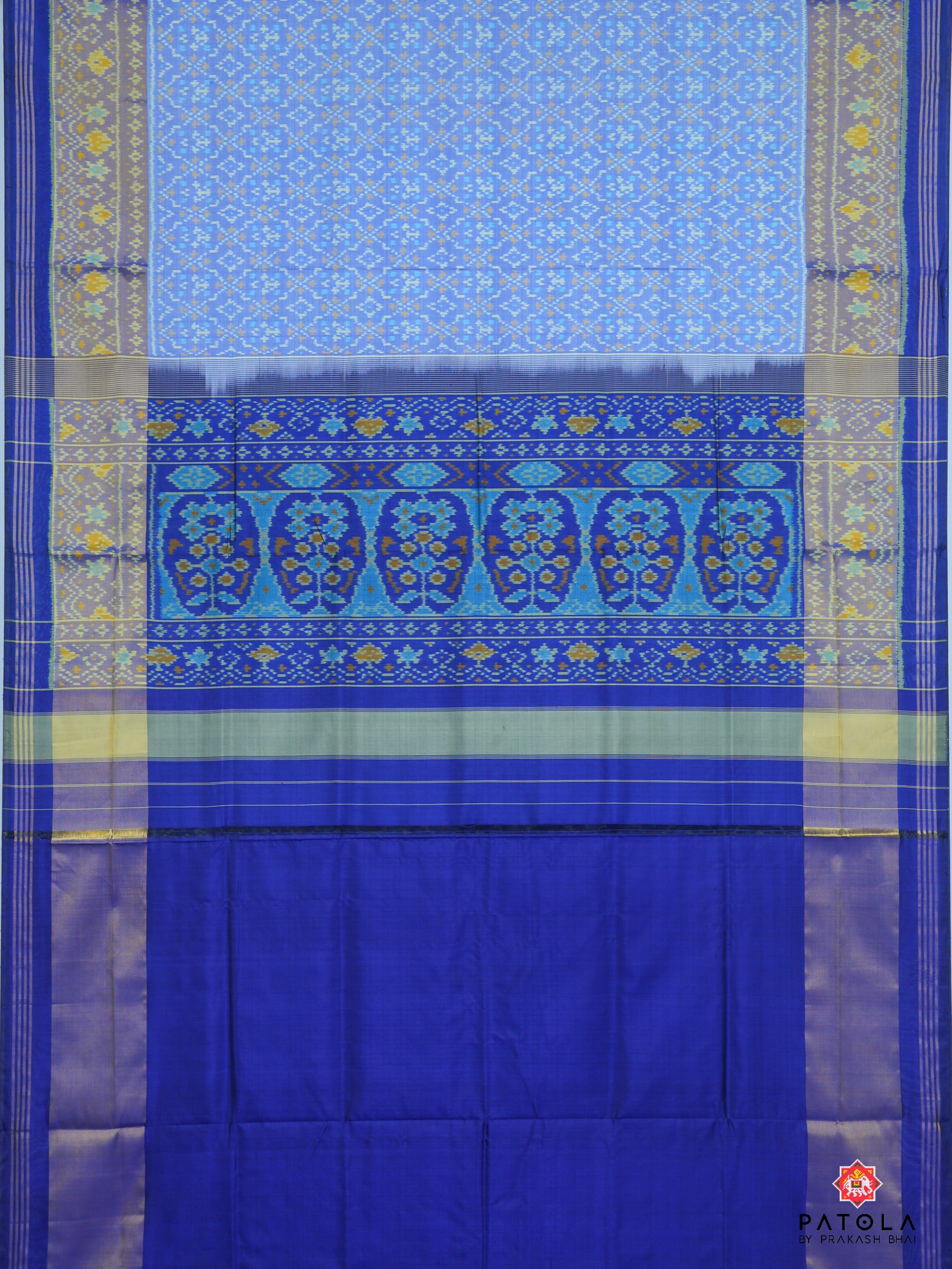 Button Phool Design With Fency Border Single Ikat Patola Saree