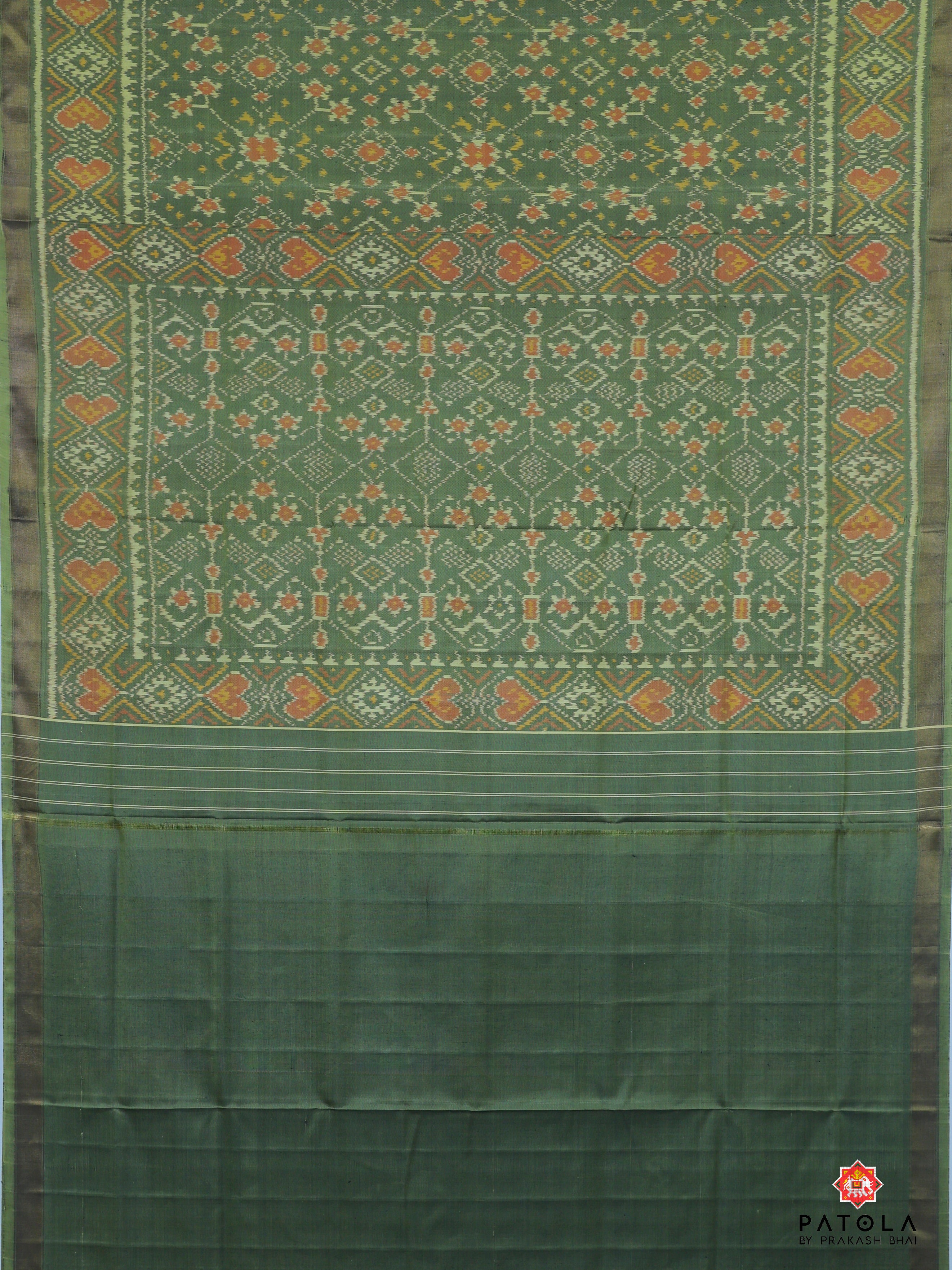 Traditional Navratna Design Single Ikat Patola Saree