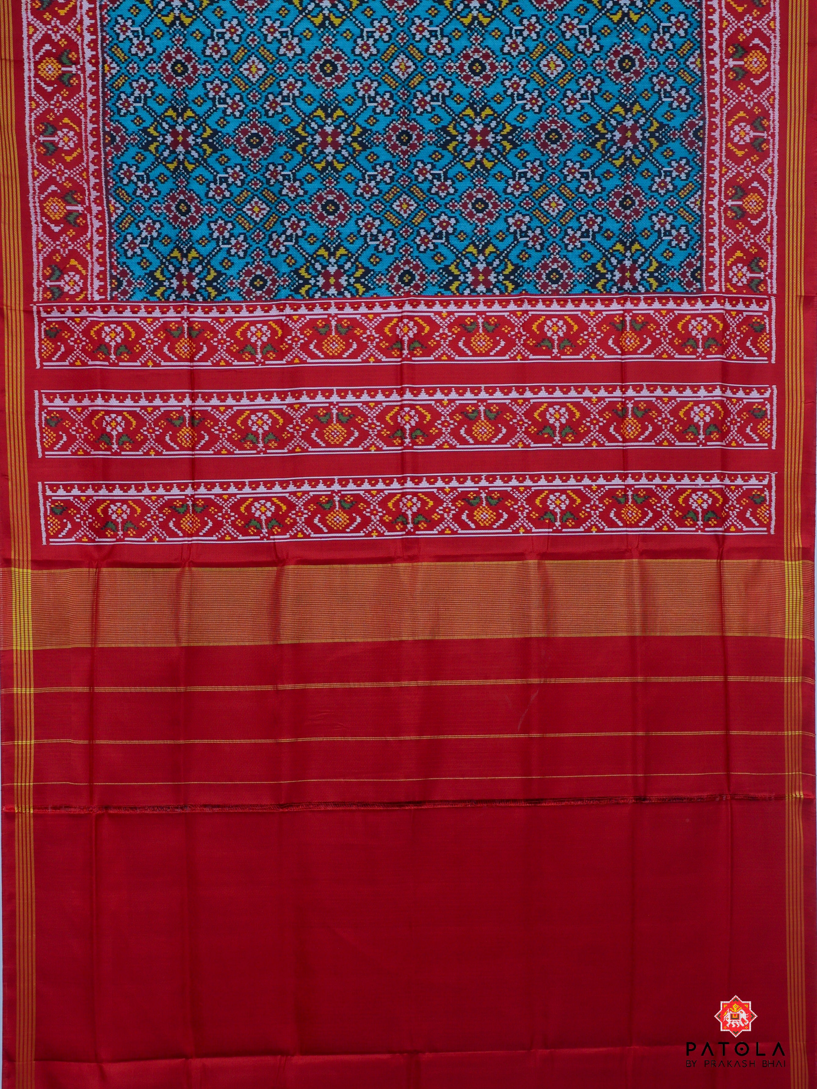 Traditional Navratna Designer Semi Double Ikat Patola Saree
