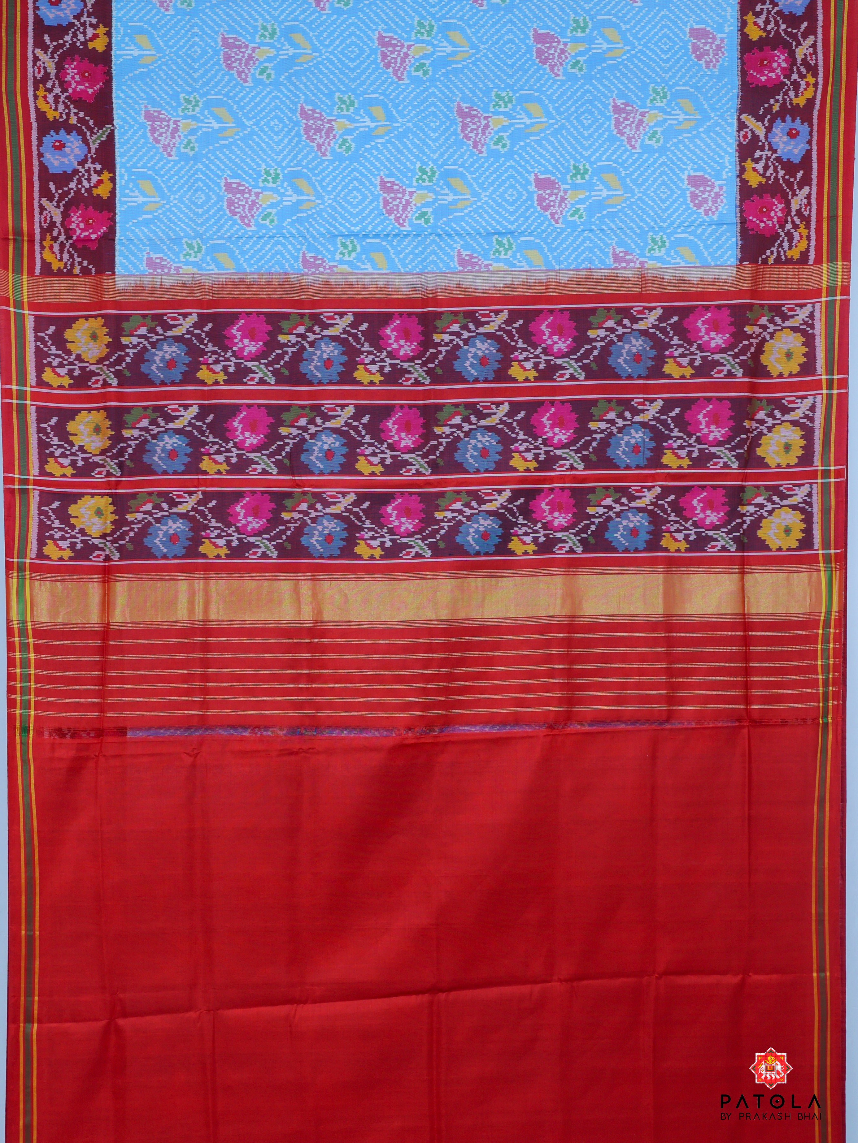 Masterpiece Rose Design Semi Double Ikat Patola Saree