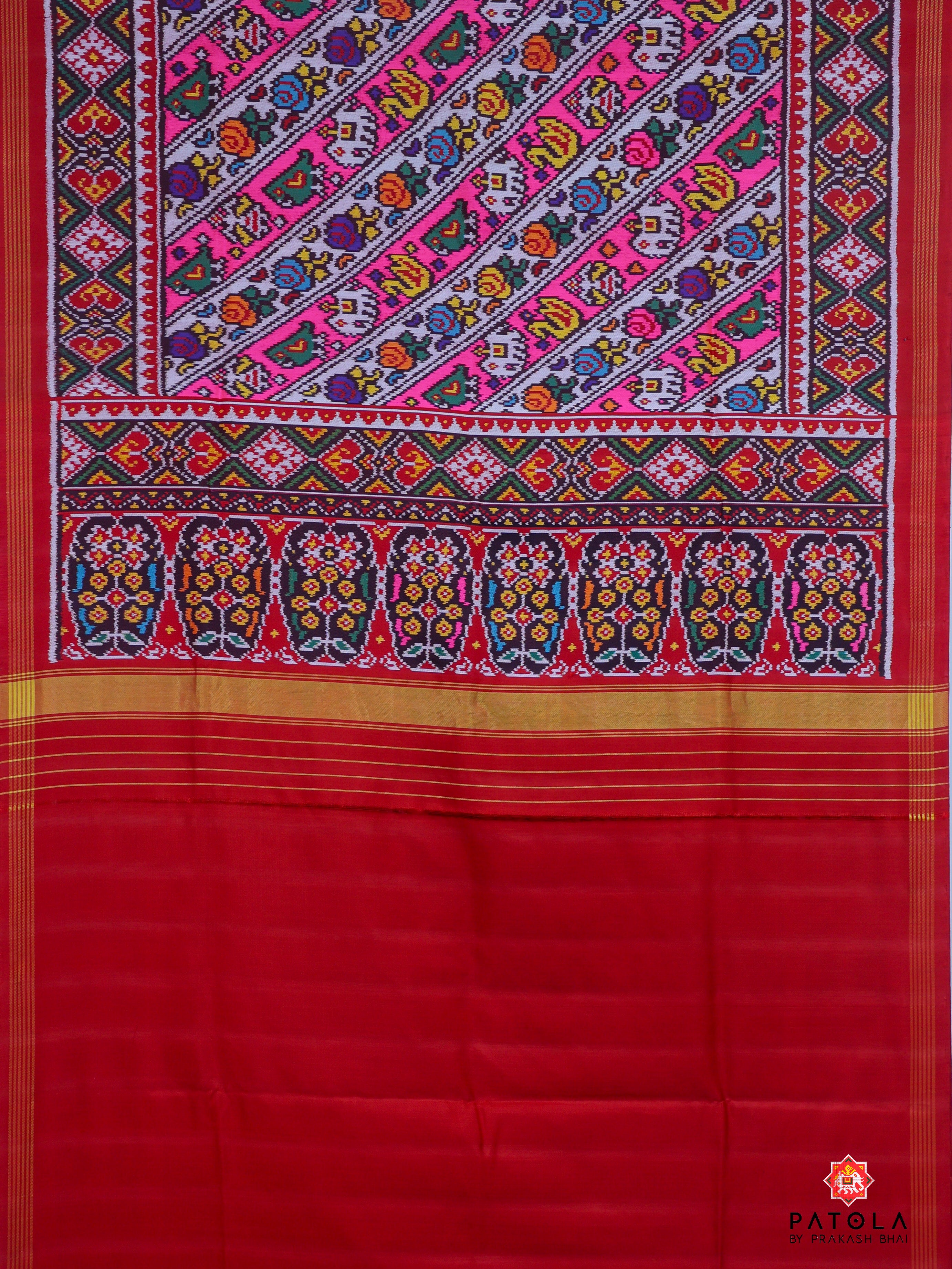 Masterpiece Lines Border With Small Motifs Design Twill Patola Saree