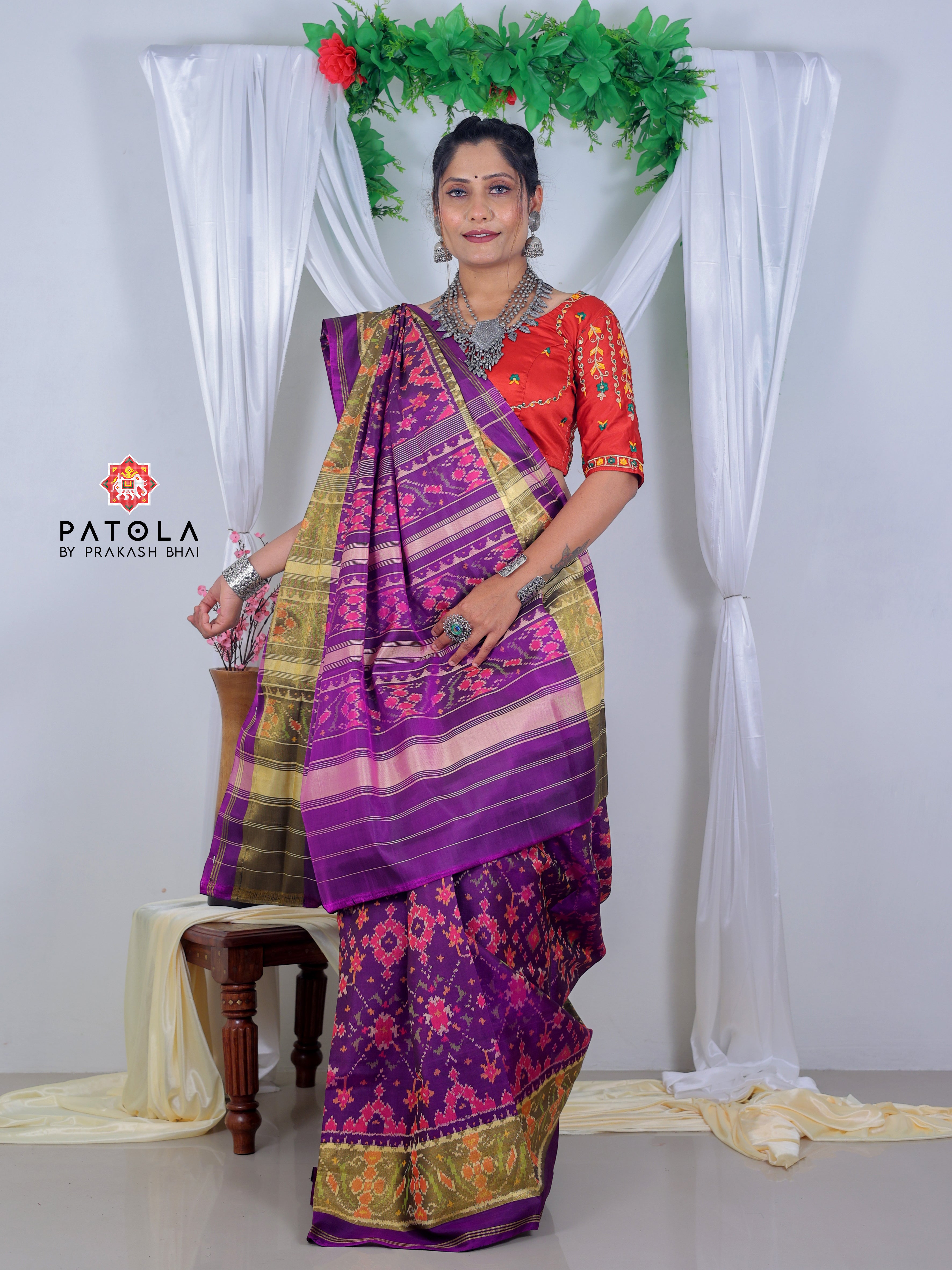 Navratna Designer Single Ikat Patola Saree