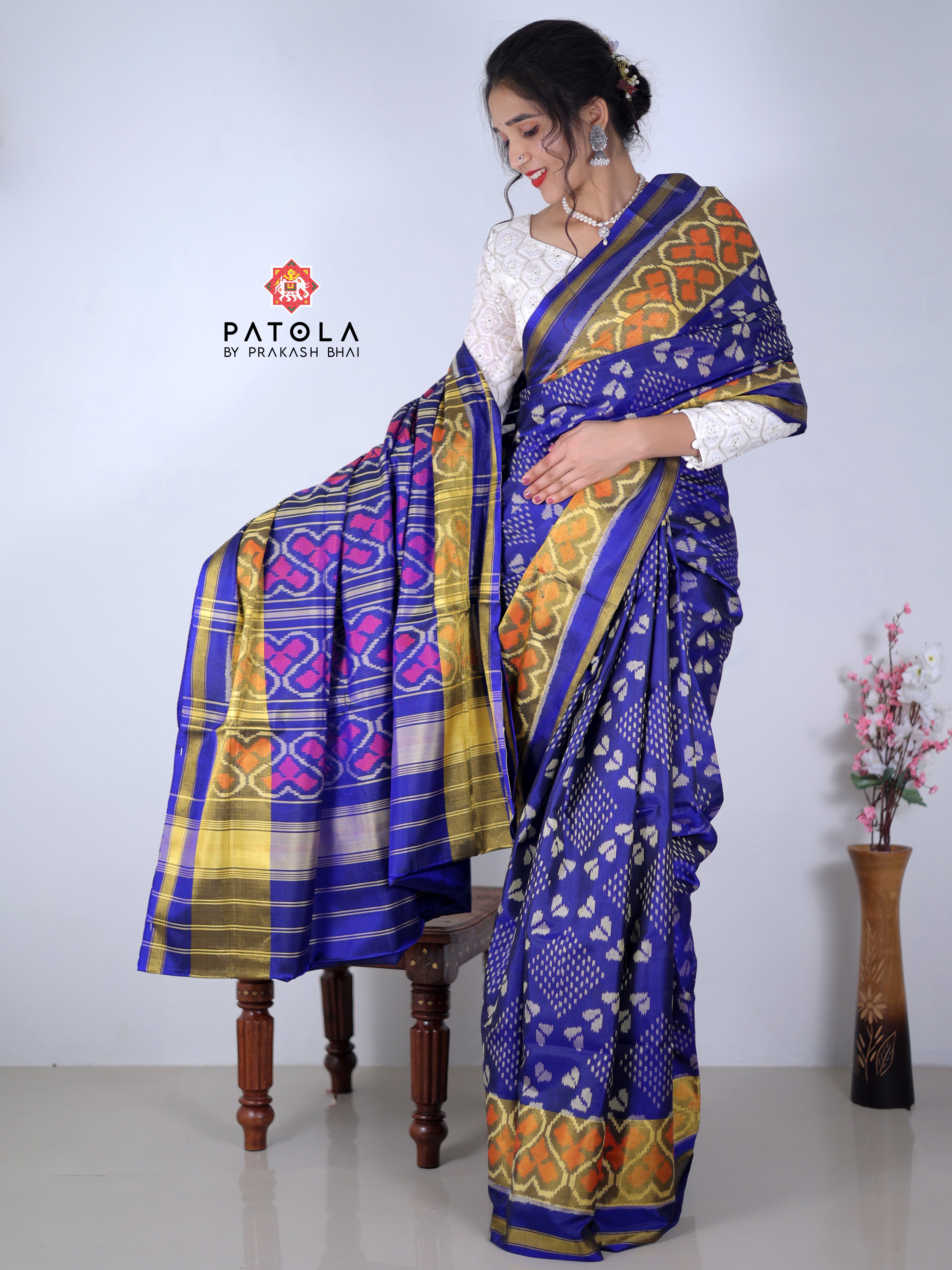 Heart Square Designer Single Ikat Patola Saree