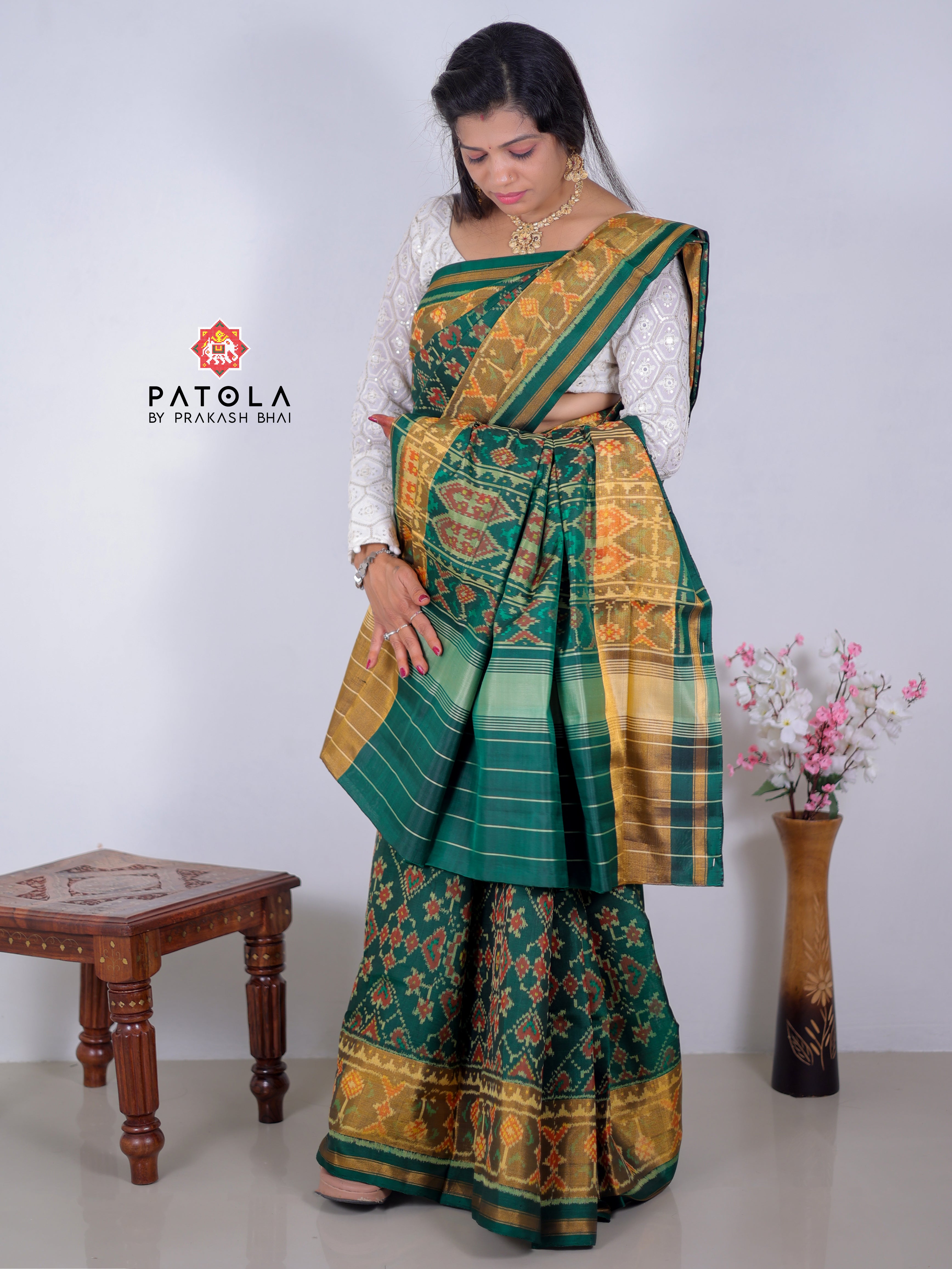 Navratna Panchanda Mix Designer Single Ikat Patola Saree