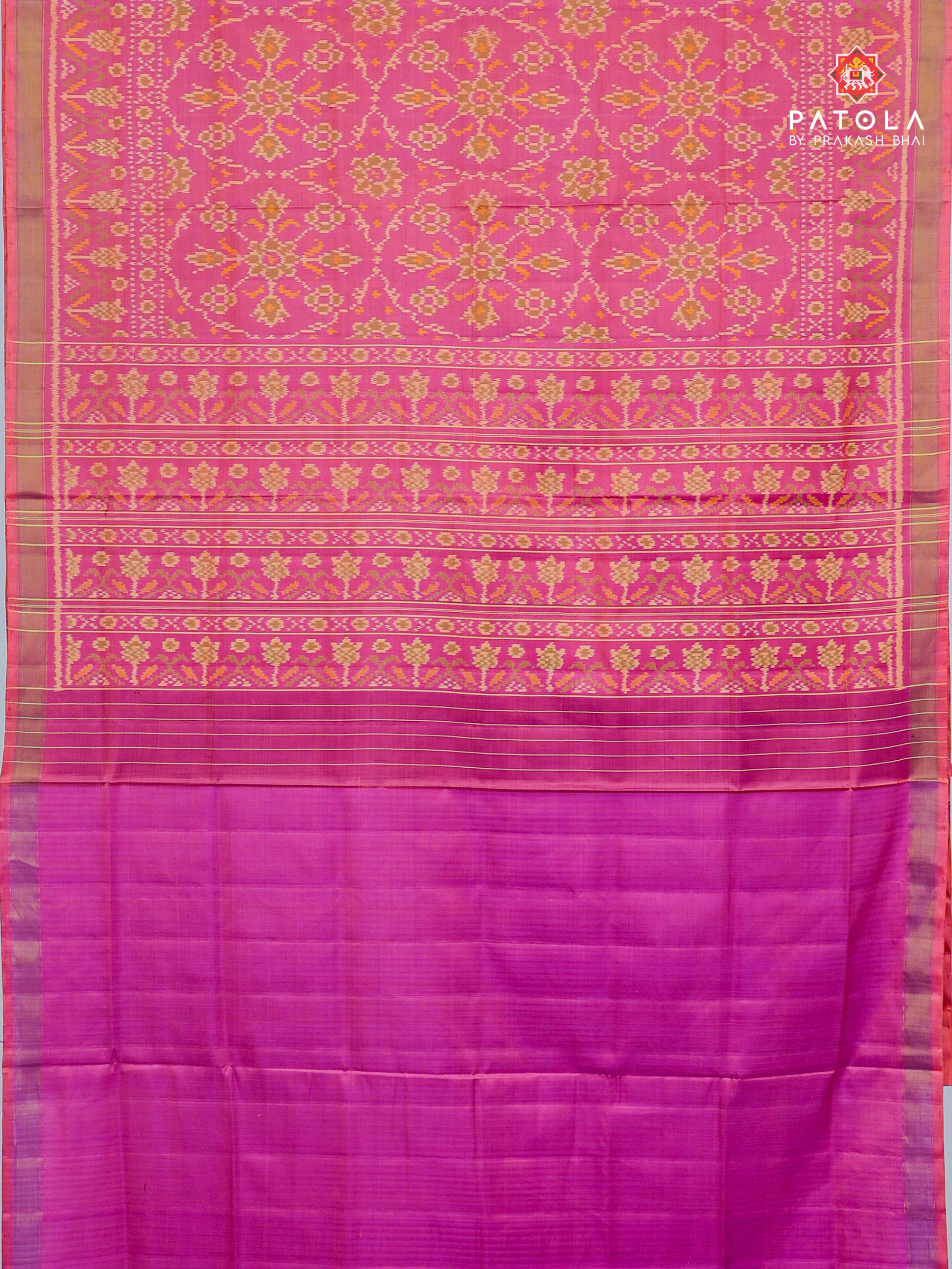Chandabhat design with Traditional border single ikat patola saree