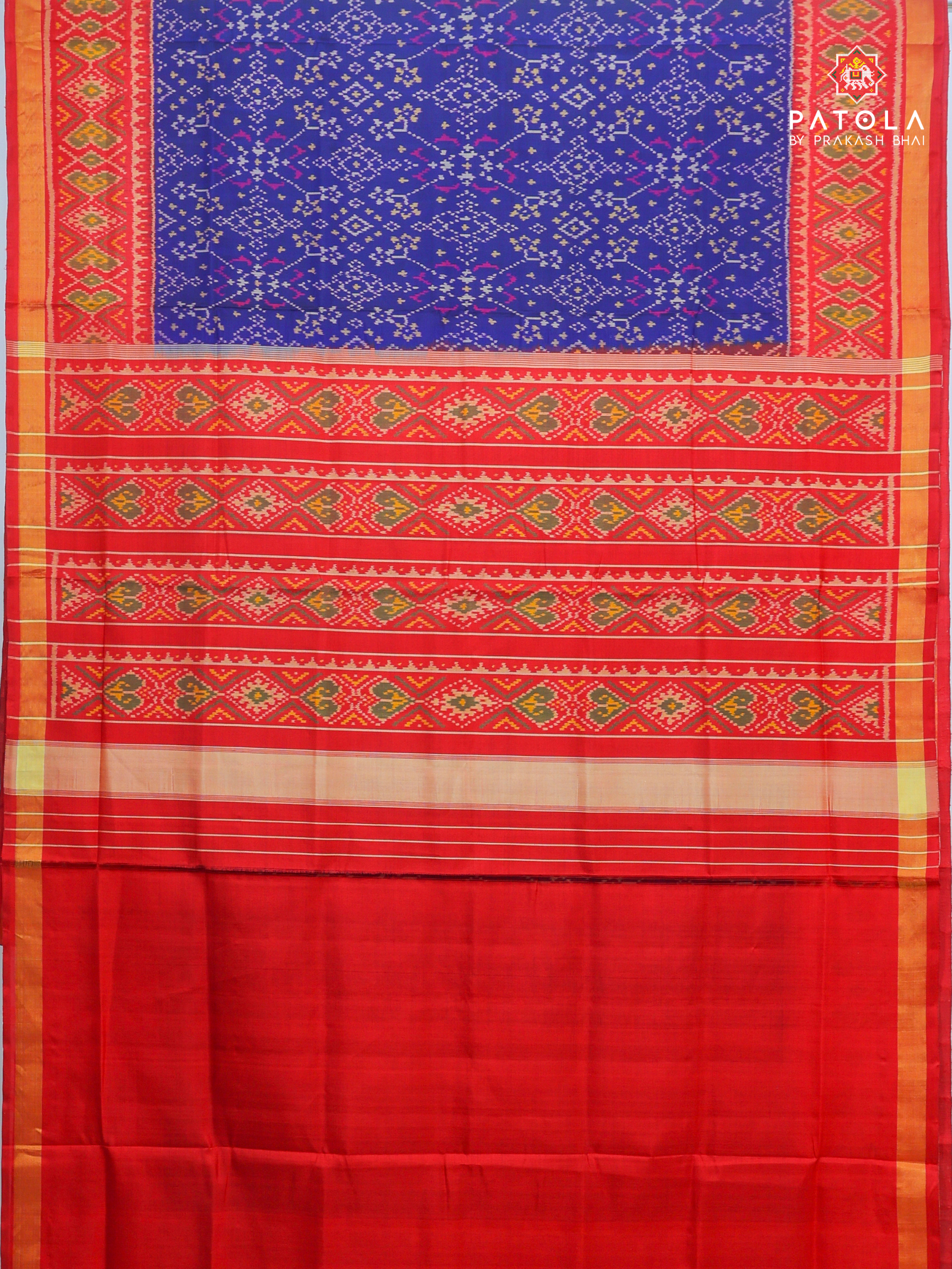 Navratna design with Traditional small Tissue border Patola saree